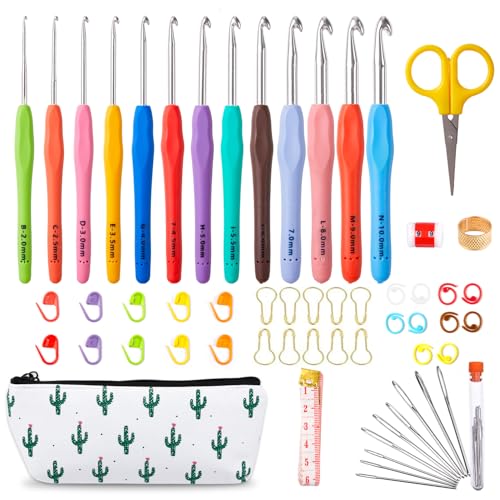 モダンマルチカラー/67 Pcs Crochet Hook Set/13 Pack Crochet Hook Kit パッケージ個数:1 手芸セット内容かぎ針×13、綴じ針×9、なわあみ針×3、段数マ